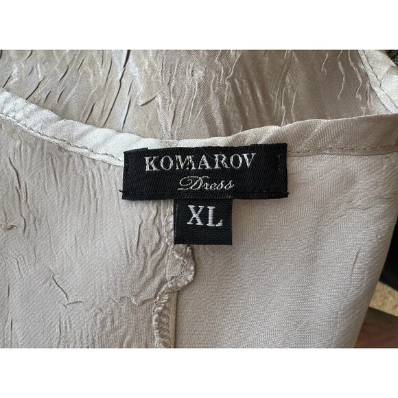 Komarov Crinkle Dress Sleeveless Gown XL Charmeuse Beaded Fairy Ethereal Whimsy - Picture 7 of 9